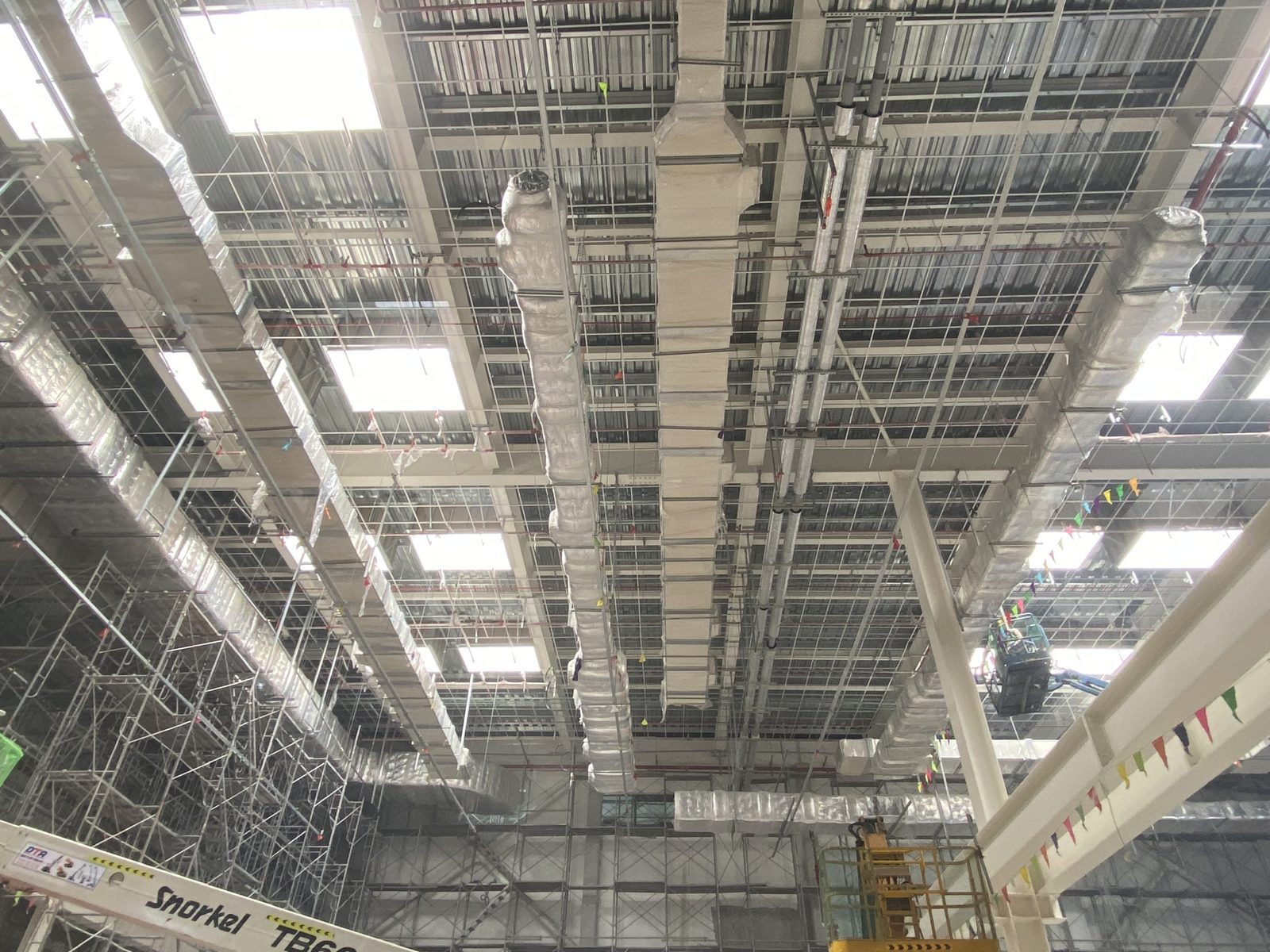 NBL intumescent coating applied across a full factory roof structure
