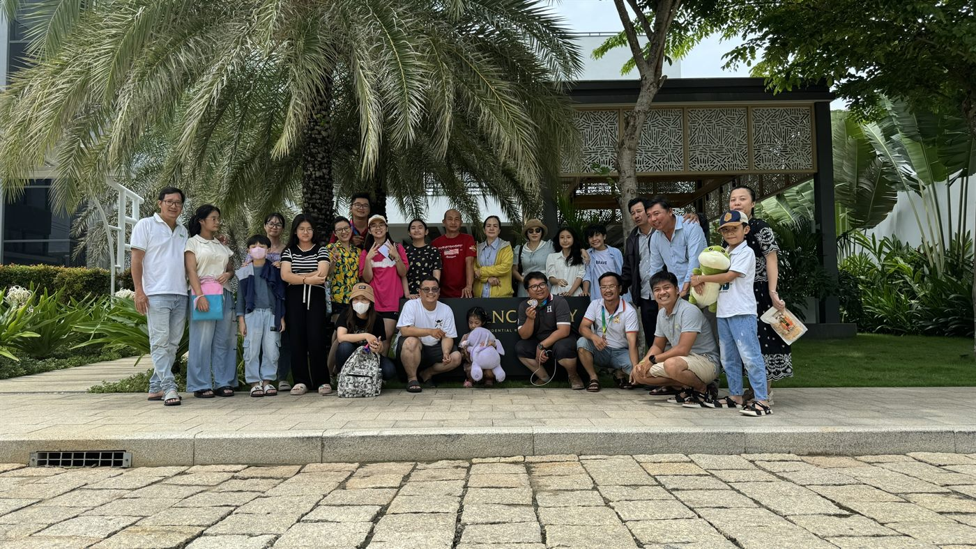 Team and families on the annual company trip